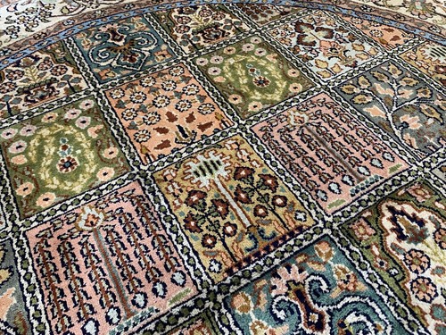 Oriental Round Persian Kashmir Handmade Knotted Silk Carpet Rug Decor 150x150 Fl - Picture 11 of 12