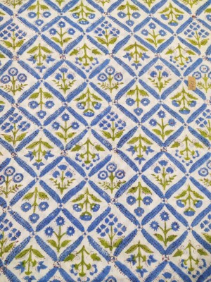 5 Yards Fabric Indian Blue Floral Hand Block Print Cotton Fabric Sewing Fabrics