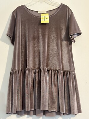 Made In USA Velvet Ruffle Top Size M Mauve Violet.  Boutique Item Stretchy Flowy