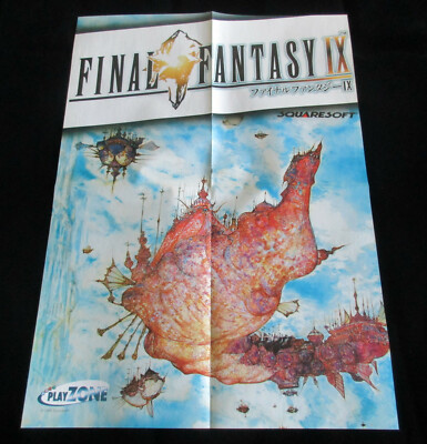 Final Fantasy IX 9 PSOne Video Game Vintage Poster 55 x 39 cm rare Promo folded