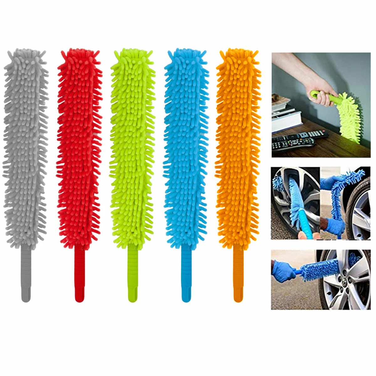 1 X Long Microfiber Duster Bendable Flexible Cleaning Brush Dust Cleaner  Handle