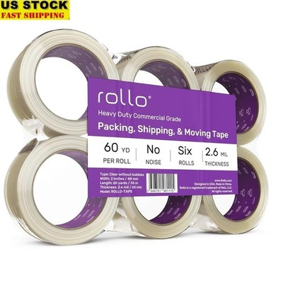 Noiseless Packing Tape 6 Rolls Strong Adhesive Clear Tape 2.6 Mil Thick New