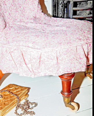 Rachel Ashwell Shabby Chic Couture Willa Pink on White Fabric Linen by yard Rare