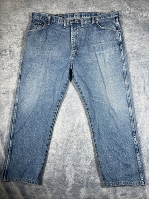 Wrangler Five Star Premium Regular Fit Jeans Men's 46x30 (28) Fade Whiskers Hem