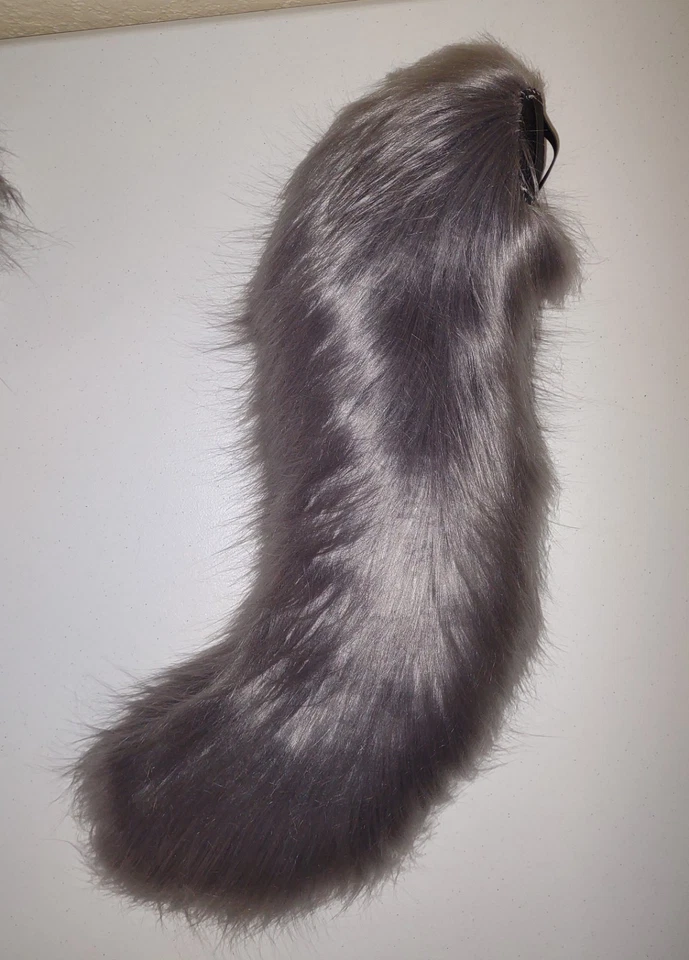 Traje de piel de lobo gris disfraz de animal parcial mascota cabeza y cola! Foto 3 de 4