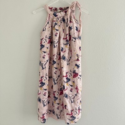 Bellambia Linen Shift Dress Womens Medium Pink Abstract Floral Halter Made Italy