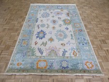 5'10 x 8'10 Hand Knotted Ivory Colorful Oushak Oriental Rug G17065