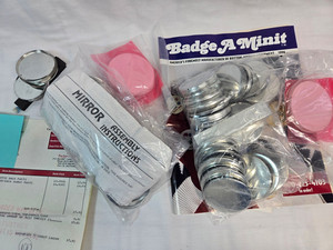Vtg Badge-A-Minit 50 Magnetic back & 25 mirror-back Badge parts plus-NIP