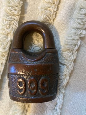 Antique Bronze Old Scandinavian 999 Padlock (No Key )Miller Lock Co