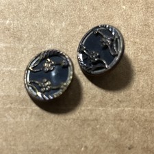 antique Victorian Late 19th/20th Century Glass Enamel Metal Insert Buttons