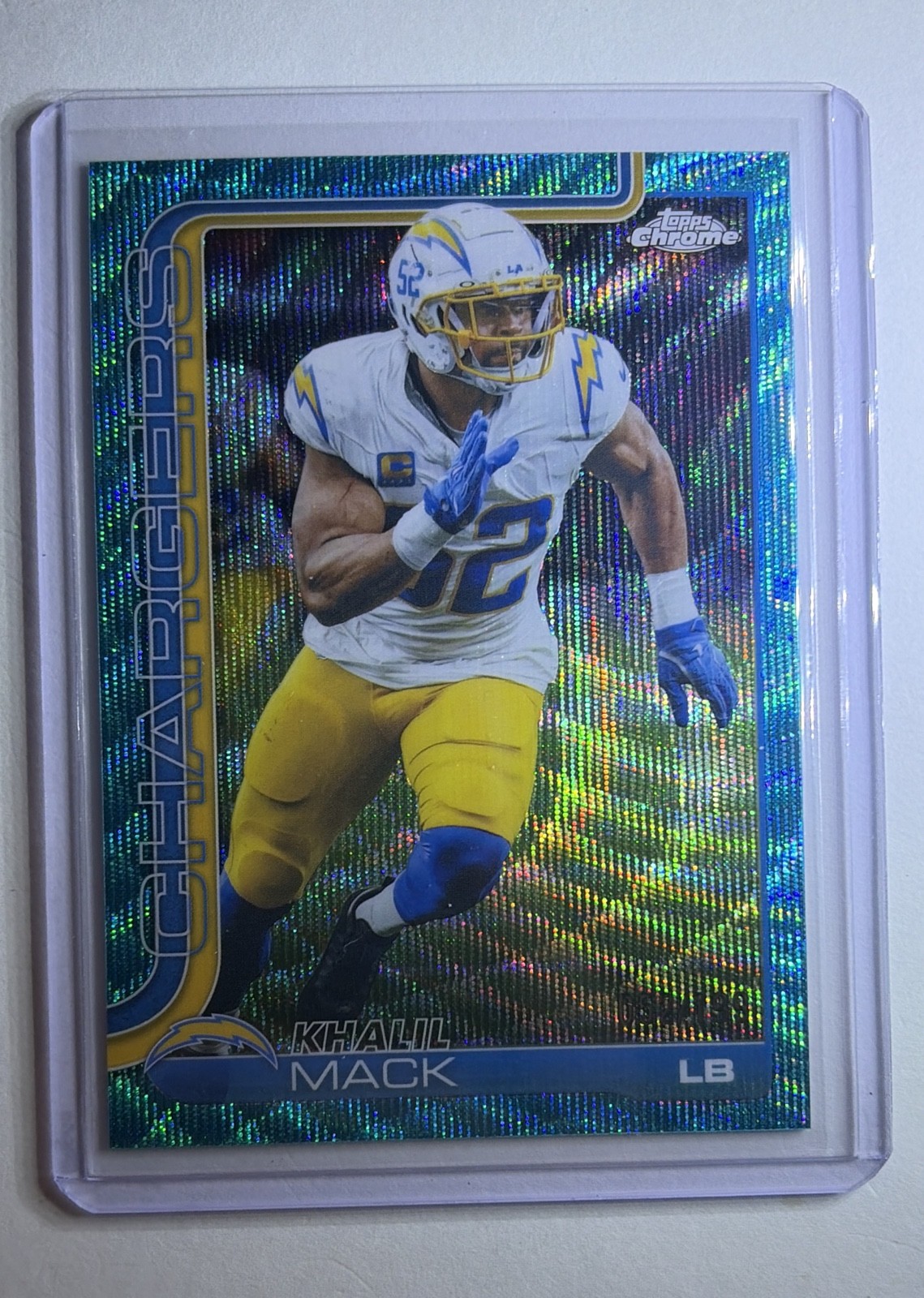 2025 Topps Chrome - Khalil Mack #160 Aqua Wave Refractor /199