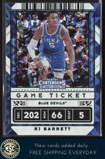 RJ Barrett 2020 Panini Contenders Draft Picks Game Ticket Green Explosion #12