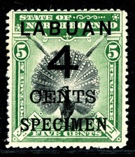 British North Borneo 1899 Labuan 4/5&cent; Green SG #102 SPECIMEN Mint T344