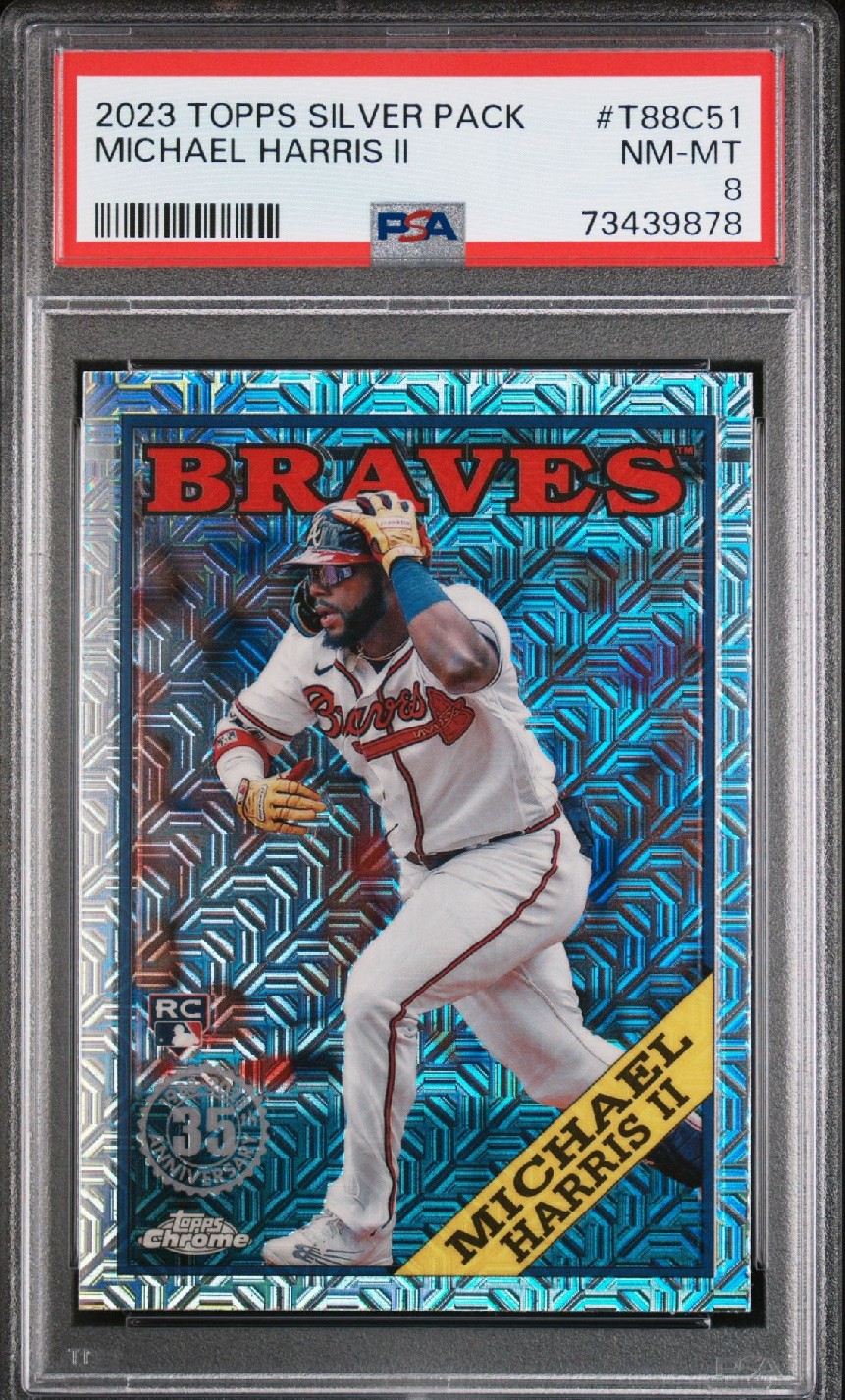 Michael Harris II 2023 Topps Silver Pack 1988 Chrome Promo Rookie #T88C-51 PSA 8
