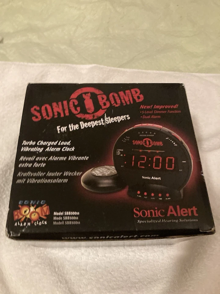 Sonic Bomb Dual Extra Loud Alarm Clock with Bed Shaker, Black | Sonic Alert V... - Image 3 of 4