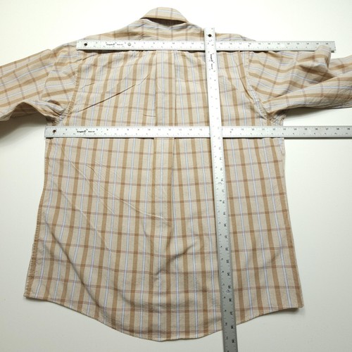 VTG Gant Mens Shift Large Brown Blue Plaid Purebred Broadcloth 80s Casual Office - Picture 11 of 19