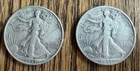 1943 P & D WALKING LIBERTY HALVES PAIR - 90% SILVER - NICE DETAIL - ESTATE FIND