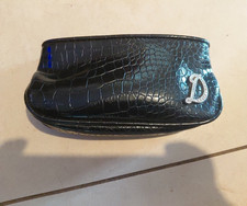 Black Croc Embossed Makeup Bag Pouch with Zip...