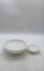 Milk Glass Swirl Pattern Bowls Set of 2 White Scalloped Edge Vintage