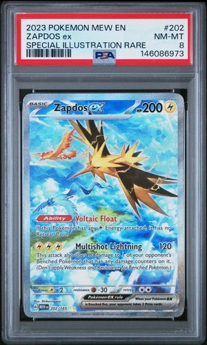 2023 POKEMON MEW EN-151 SPECIAL ILLUSTRATION RARE #202 ZAPDOS EX PSA 8