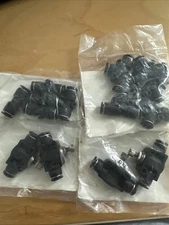 Lot of NITRA Pneumatic Push-To-Connect 1/4" (4) Flow Control/(5) Union/(5) Tee