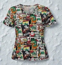 Rudolph the red nose reindeer women's scrub shirt medium graphic christmas Fun