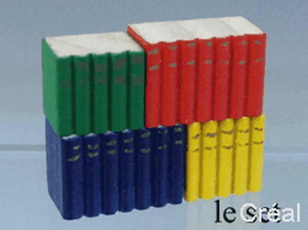 CREAL MINIATURES 4 Holzbücher-Blöcke, Puppenhaus, Puppenstube 1:12