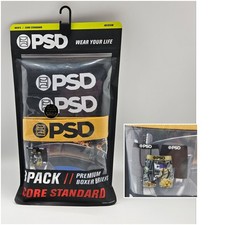 3 Pk PSD Underwear Micro Men's S M L Core Standard Boxer Briefs Black Gray Gold