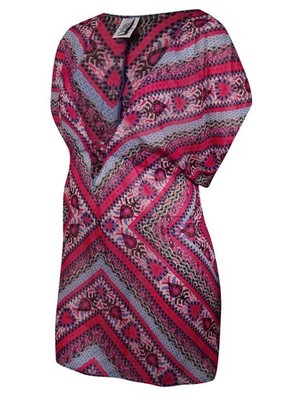 Becca by Rebecca Virtue Women's Printed Chiffon Tunic Coverup (0X(14-16), Multi)