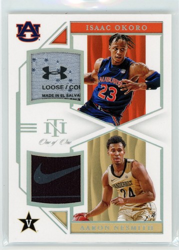 Isaac Okoro Aaron Nesmith 2020 National Treasures 1/1 Patch Swoosh Laundry Tag