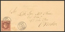 Asturias. Historia Postal. SOBRE  58. 1863. 4 cuartos castaño. PRAVIA a OVIEDO.