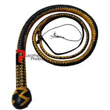 6 Feet Indiana Jones Style Bullwhip Handmade 12-Plait Genuine Leather Bull Whip