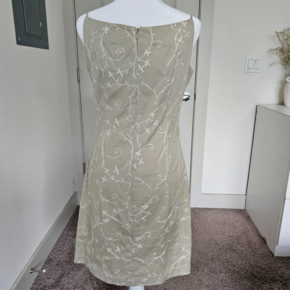 Vestido TOMMY HILFIGER DE COLECCIÓN BORDADO PARA MUJER 2 beige blanco floral algodón Y2K Foto 4 de 4