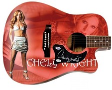 Chely Wright Signed 1/1 Custom Graphics Photo Guitar ACOA PSA