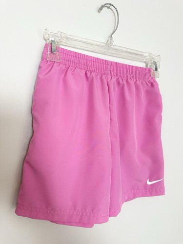 Nike Dri Fit Youth Girls Athletic Short Size L Ages 6-7 Pink Elastic Waist Logo - Picture 3 of 14