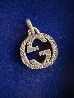 Authentic Genuine Gucci Sterling Silver GG Emblem Pendant ONLY