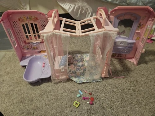 Vintage Barbie Magi-Key Folding Bedroom Bathroom Playset
