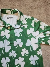 Royal and Awesome Mens L Shamrock Golf Shirt Green Irish Clover Polo St. Patrick