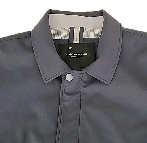 Marc New York Andrew Marc Men's Large Bomber Jacket Full Zip Blue Rain/Wind Dad - Image 3 of 4