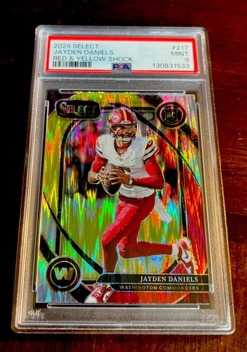 2024 Panini Select #217 Jayden Daniels Rookie Red & Yellow Shock PSA 9
