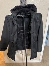 Women's plus Black Hooded Winter Coat