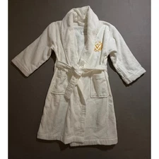 Frette Terry Cloth Bath Robe Embroidered Crest Spa Loungewear Kids 6/10 White
