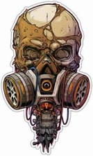 Gas Mask Skull Biohazard Poison Toxic Car Bumper Vinyl Sticker Decal 3x6