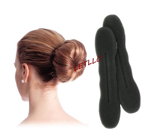 2pcs Premium Hair Bun Maker Sponge Roller Thick hair Black Donut Styling Twist - Picture 10 of 12