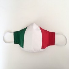 Handmade Adult Face Mask Red White  Green Cotton nose wire chin piece Italy