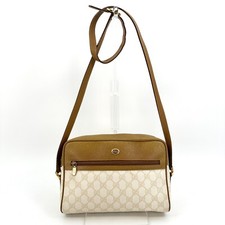 Vintage GUCCI GG Supreme Shoulder Bag Brown Beige PVC Leather Auth