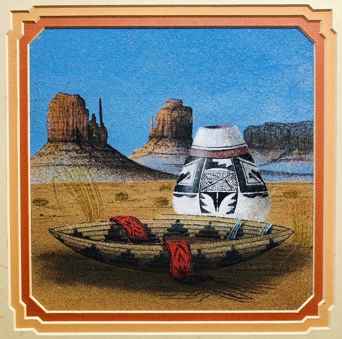 Navajo Still Life Sand Painting by Harvey Begaye “War Eagle