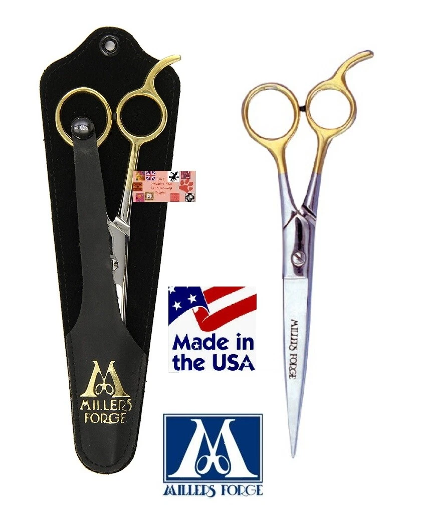 MILLERS FORGE 8 1/4" Filipino 88 CURVED SHEAR Scissor*Gold Handle Pet Grooming