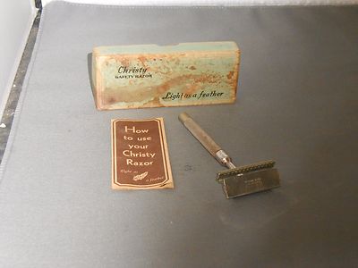 Vintage Christy Pilot Model Safety Razor Light As A Feather w/Box + Instructions