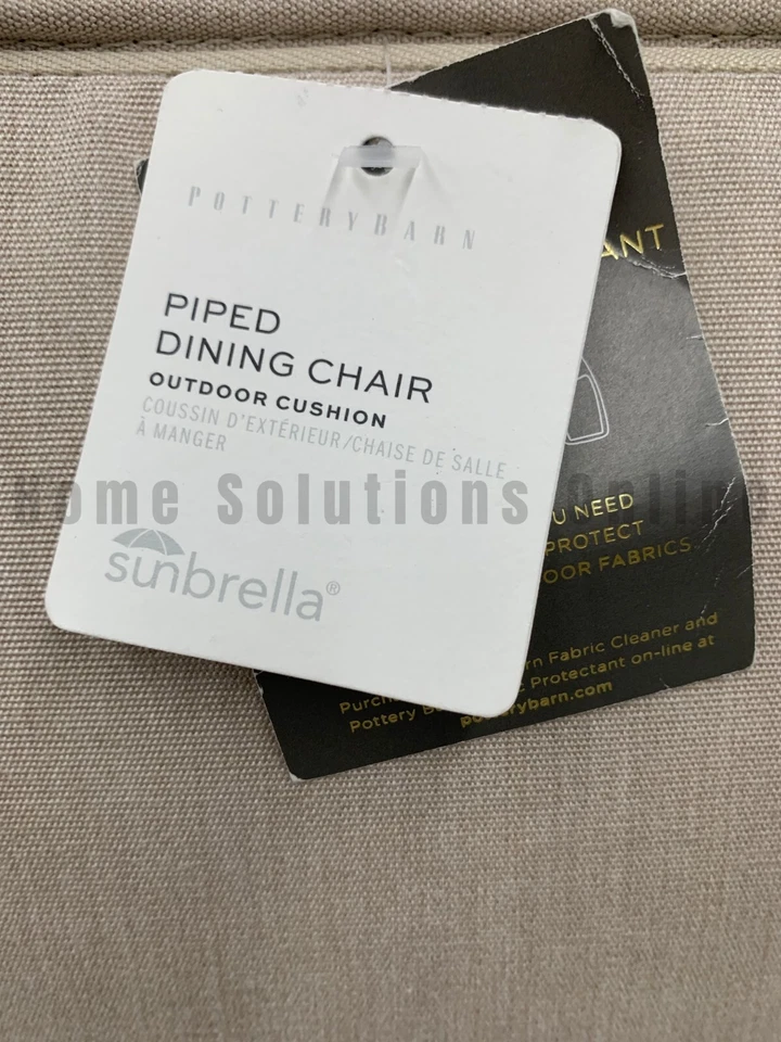 Cojín para silla de comedor exterior Pottery Barn con tuberías lino 19" cuadrado #Z1170D Foto 4 de 4